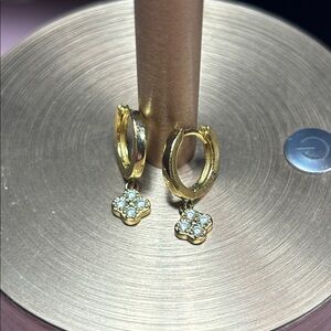 Elegant 925 silver Gold and Silver Floral Earrings